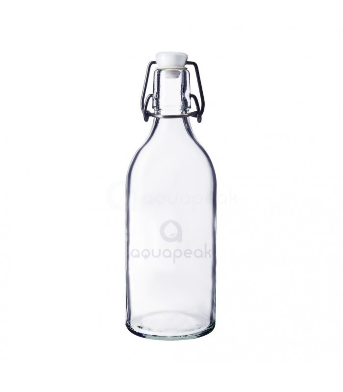 lijn analyse Ruilhandel Aquapeak zuiver water beugelfles glas 1 liter inhoud met geetst logo