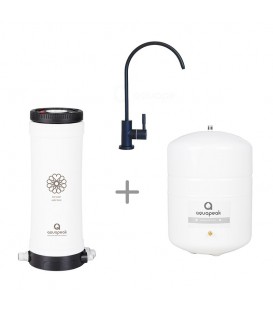 Aquapeak waterfilter set met 6 liter watertank en eenweg keukenkraan "Nïce" zwart