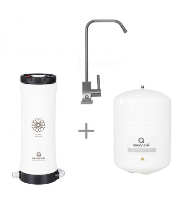 Aquapeak waterfilter set met 6 liter watertank en eenweg keukenkraan "Aquapeak" RVS