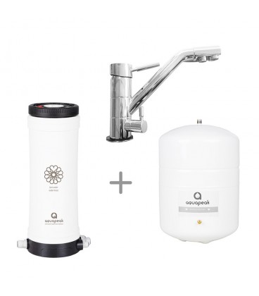 Aquapeak waterfilter set met 6 liter watertank en drieweg keukenkraan "Oslo"