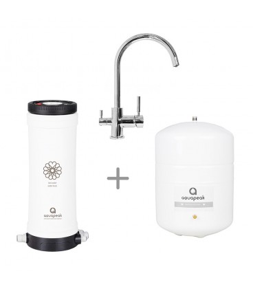 Aquapeak waterfilter set met 6 liter watertank en drieweg keukenkraan "Vancouver"