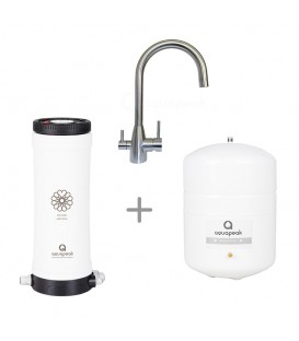 Meer overAquapeak waterfilter set met 6 liter watertank en drieweg RVS keukenkraan "Como"