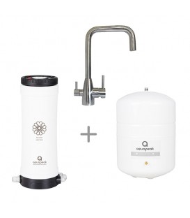 Meer overAquapeak waterfilter set met 6 liter watertank en drieweg RVS keukenkraan "Milaan"