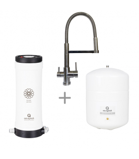 Aquapeak waterfilter set met 6 liter watertank en drieweg keukenkraan "Florence" RVS